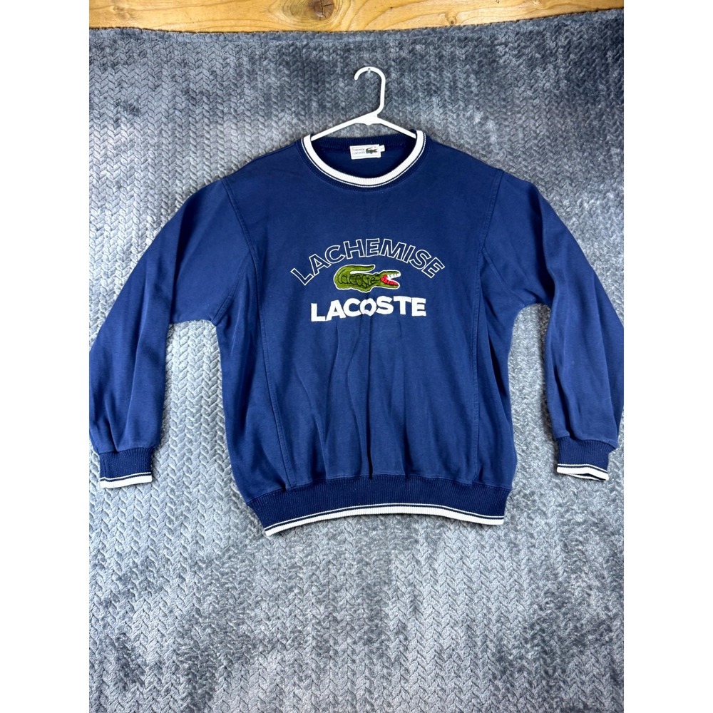 Vintage Chemise Lacoste Sweatshirt Mens Large Blue Embroidered Cotton Retro